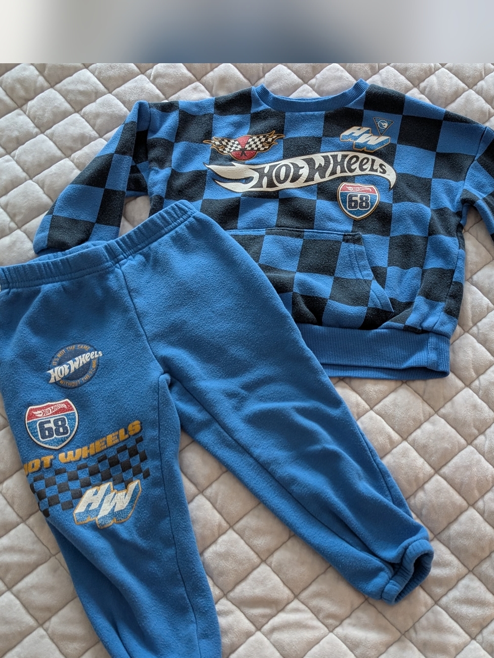 Hot Wheels Toddler Boys Sweatshirt Set, Black Blue Size 3T